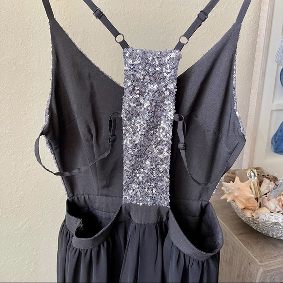 DREAM STATE silver sequin and black dress SZ 10 - Picture 6 of 8